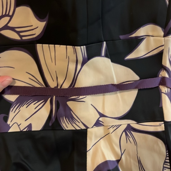 Karen Millen England Strapless Floral Ribbon Corset Dark Purple Black Top 8 - Picture 9 of 14